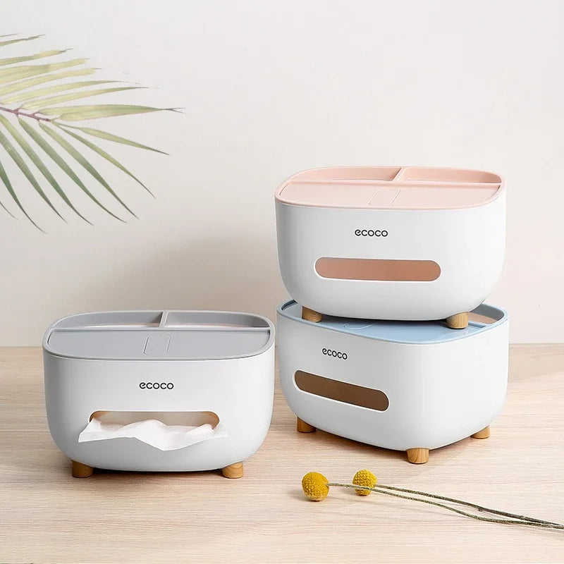 Multifunctional Tissue Box Cover Holder with Storage – Remote, Glasses, Pens, Mobile, Dry Fruit Organizer for Home & Office – Multi