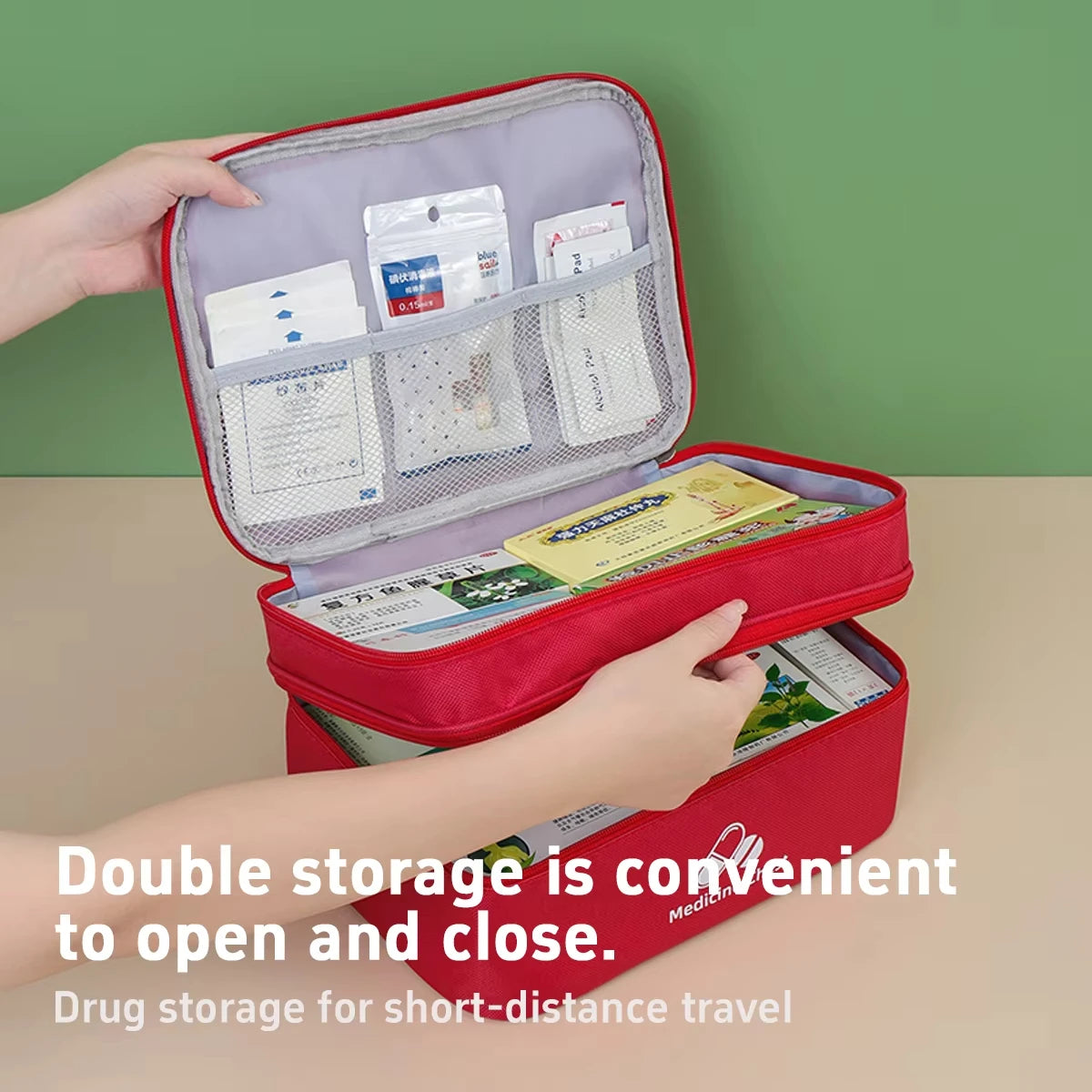 Household Portable Waterproof Outdoor Travel Medical Multi-Pocket Medicine First Aid Kit Storage Bag (Not Included First Aid Accessories)