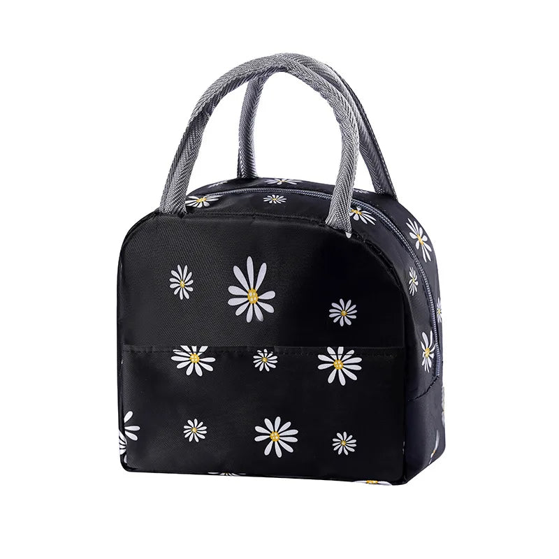 Printed Insulated HOT & COLD Lunch Bag – Canvas Fresh Handbag with Thickened Aluminum Film Lining