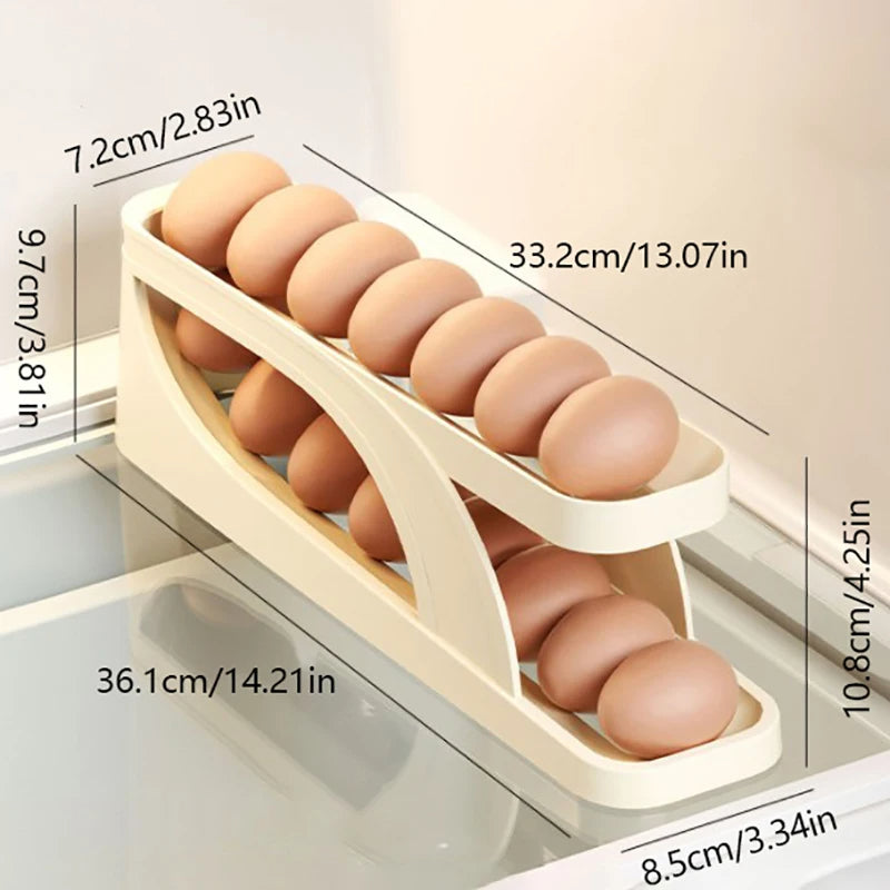 Egg Box Rolling Tray Storage Container Organizer Holder For Refrigerator Storage Case 14 Grid