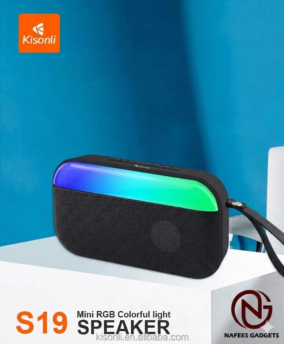 Kisonli S19 Mini Portable Wireless Bluetooth Speaker with RGB Colorful LED Light - High Bass & Rechargeable