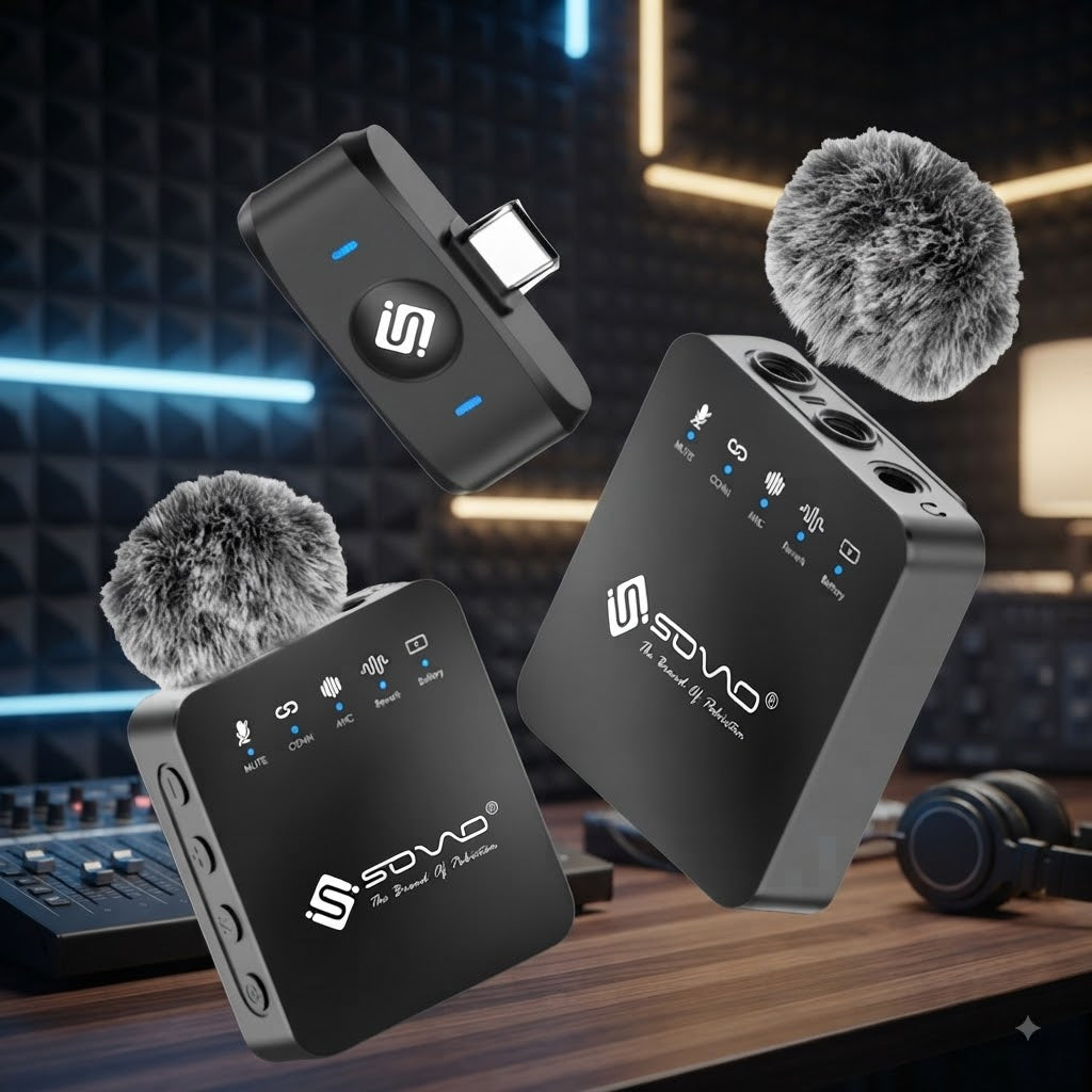 SOVO SWM-576 Wireless Microphone - Type-C Professional Noise Cancellation Mic for Vlogging, TikTok & Interviews