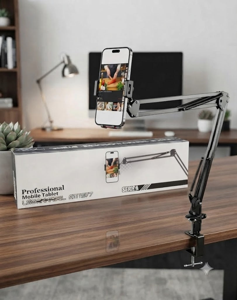 Professional Mobile & Tablet Desk Mount Stand – Adjustable Long Arm Holder for Desk, Bed & Live Streaming – Nafees Gadgets