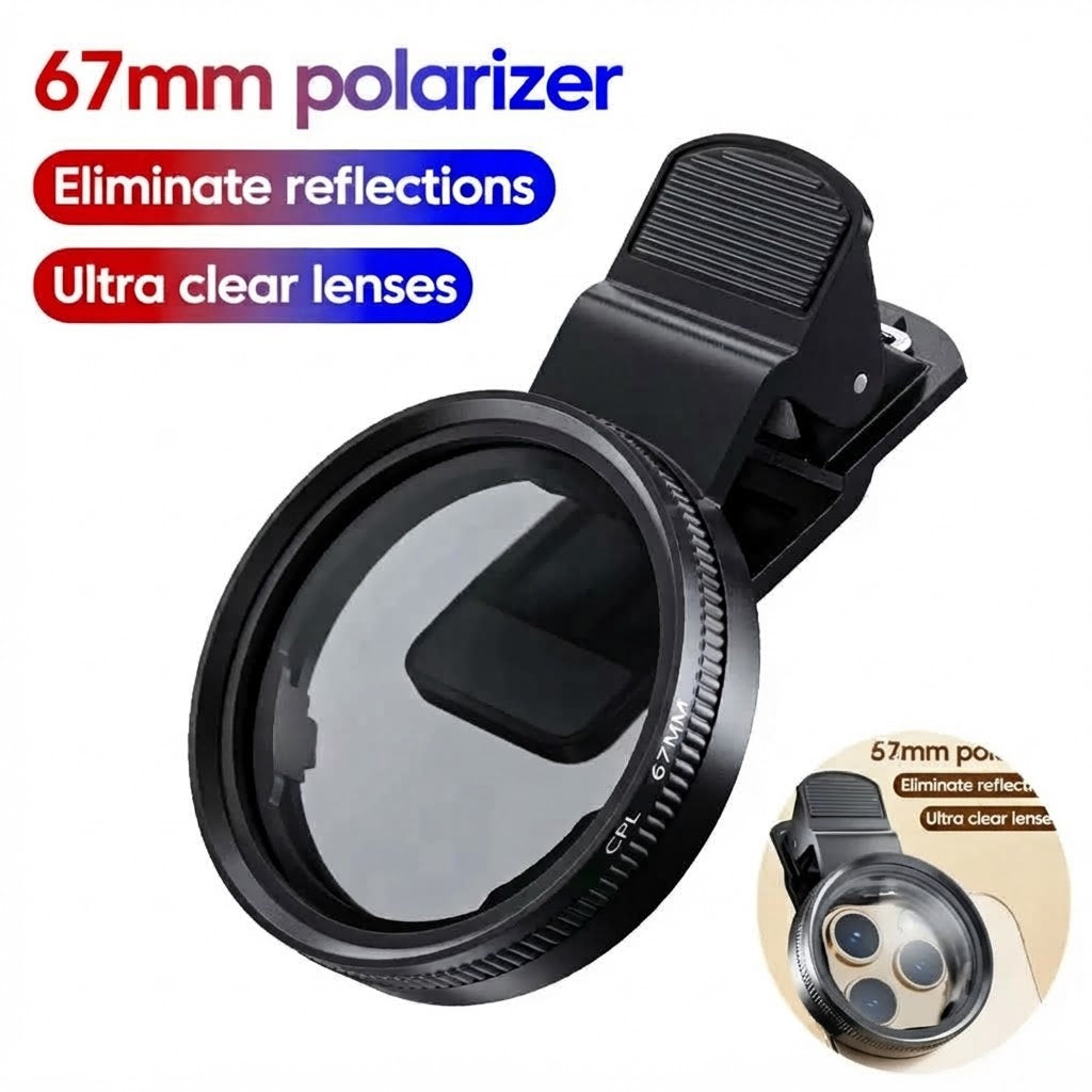 Single-Axis Rotatable Mirror Ring CPL Filter Lens for Smartphone
