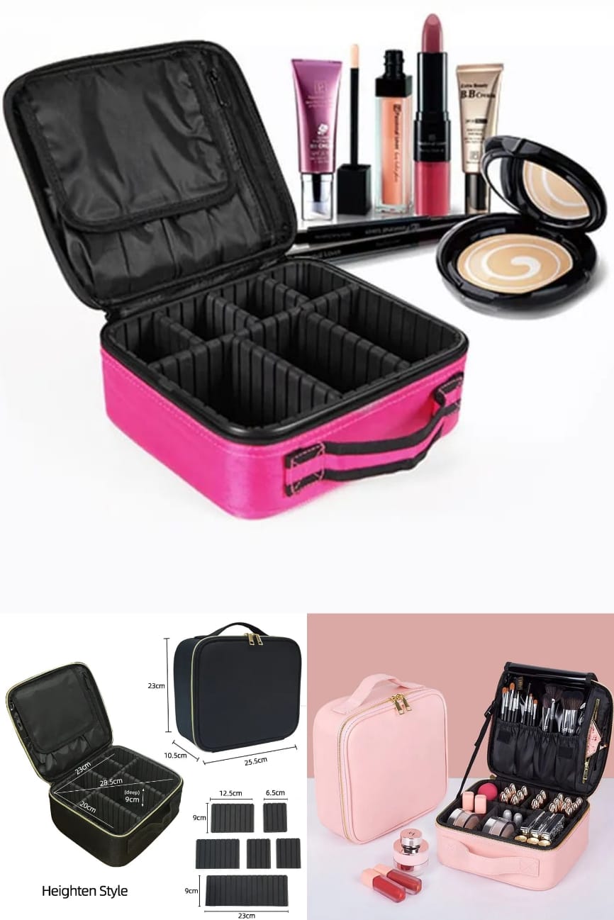 Professional Portable Makeup Cosmetics Travel Makeup Artist Storage Bag With Compartment for Cosmetics Makeup Brushes Toiletry Travel Bag Organizer
