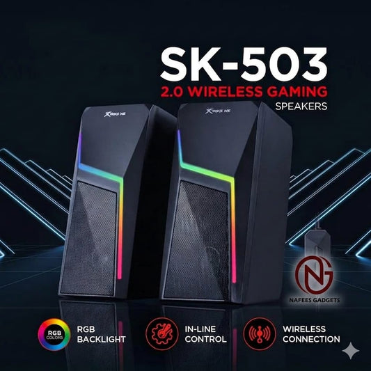 Xtrike Me SK-503 Wireless Gaming Speakers - 2.0 Stereo Sound with RGB Backlight & In-Line Control