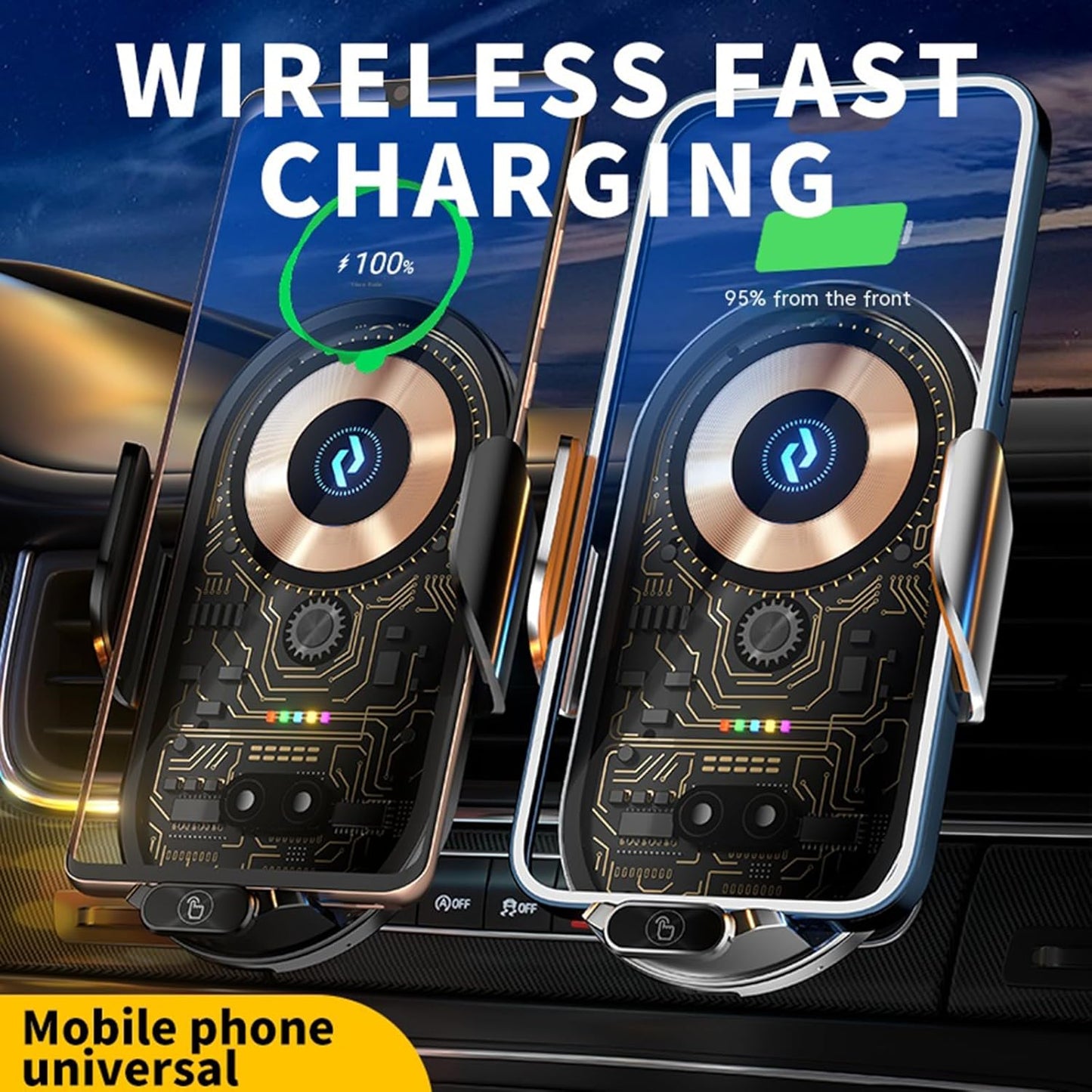 Smart Car Wireless Charger Mount - Intelligent Auto Induction Phone Holder