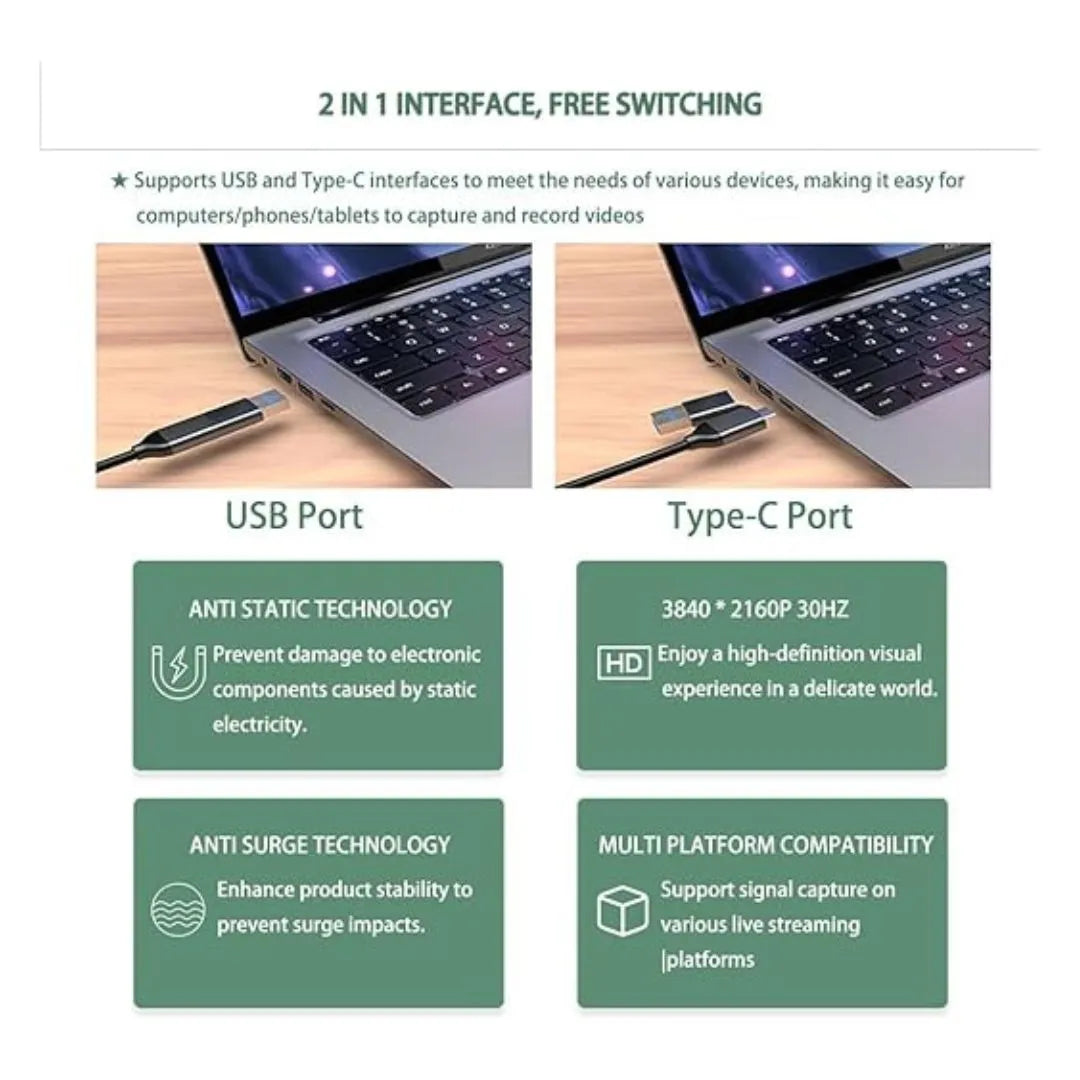 Speed-X SP-VC07M 4K 30Hz HDTV Video Capture Card USB & Type-C Dual Interface