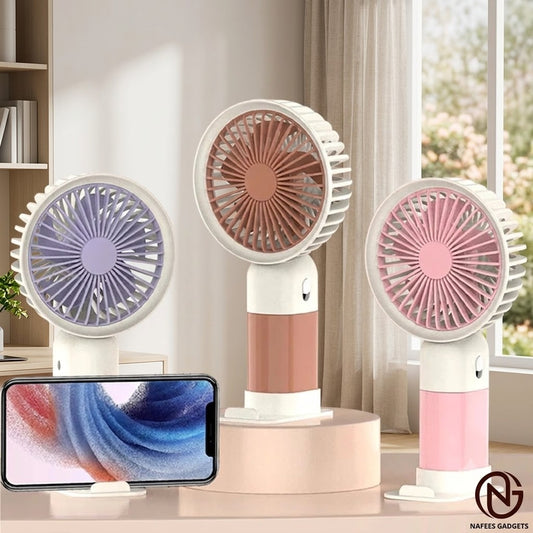 2-in-1 Mini Portable Fan with Phone Holder – Summer Cooling Gadget