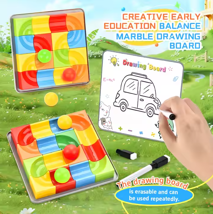 Children's Educational Drawing Board Toys Balance Ball Track Building Blocks Colour Writing Board Puzzle Toys