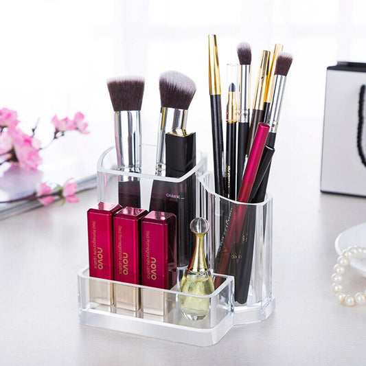 3 Storage Compartments Display Holder Clear Acrylic Makeup Organizer Makeup Brush Holder lipstick Holder Display Stand Nail Polish Eyebrow Pencil Storage Organizer
