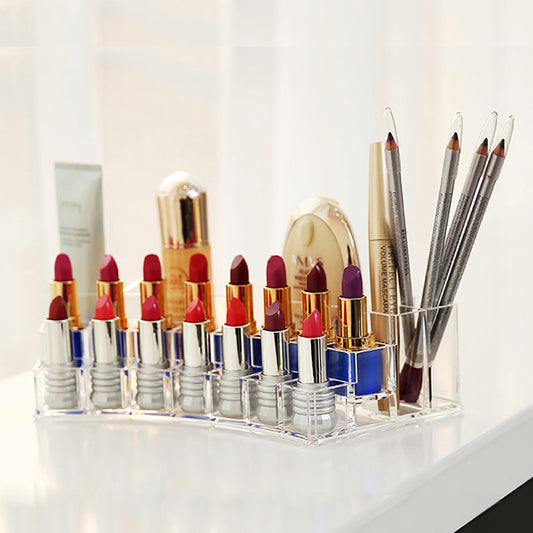 3 Steps Makeup Organizer Acrylic 19 Space Cosmetic Storage Holder Lip Gloss Lipstick Nail Polish