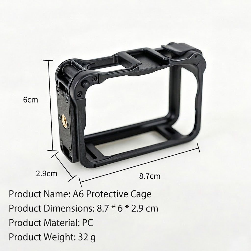DJI Action 6 Rabbit Cage – Protective Plastic Frame Case with Cold Shoe Mount & Lightweight Design
