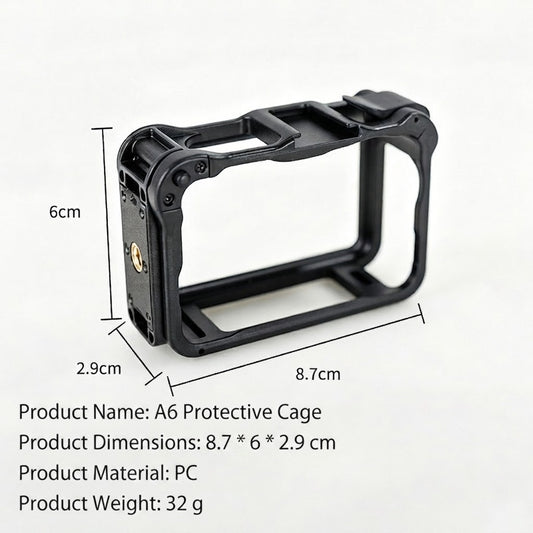DJI Action 6 Rabbit Cage – Protective Plastic Frame Case with Cold Shoe Mount & Lightweight Design