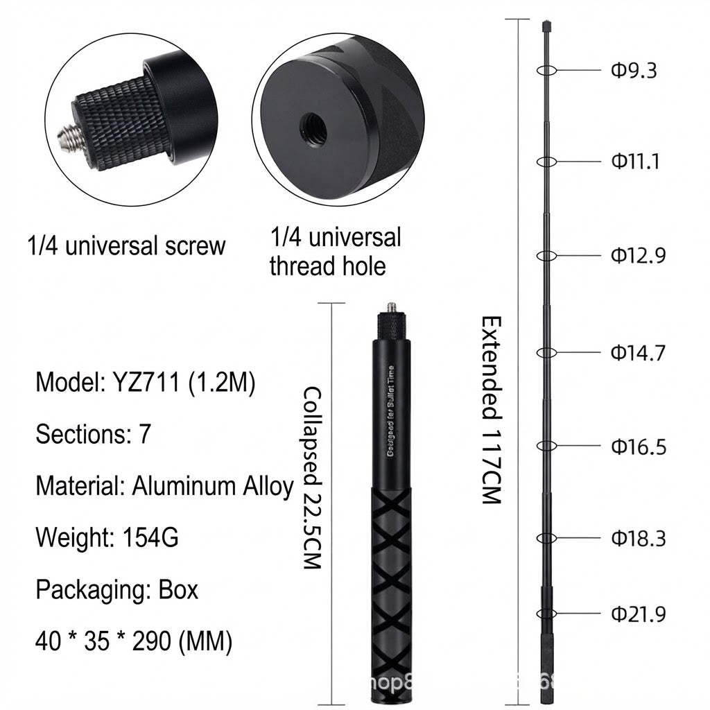 Suitable for Insta360X6/X5/X4 Invisible Carbon Fiber Selfie Stick Bullet Time Extension Telescopic Rod