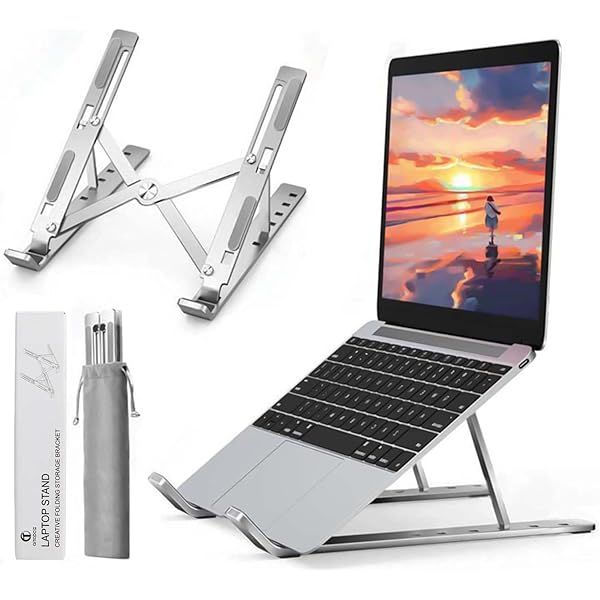 Multi-Angle Adjustable Laptop Stand - Foldable & Portable Aluminum Holder for All Laptops