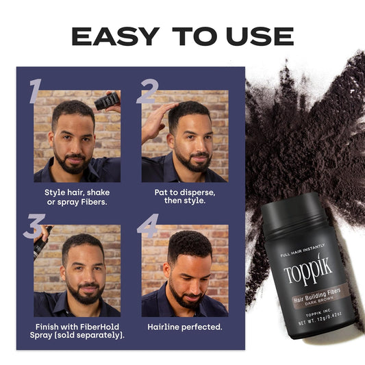 Toppik Hair Building Fibers 27.5g - Instant Hair Thickening & Volumizing Solution - Medium Brown