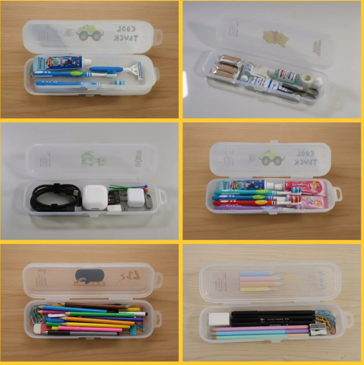 Portable Plastic Makeup Brushes Box Organizer Eyebrow School Pencil Chopstick Transparent Accessories Storage Box