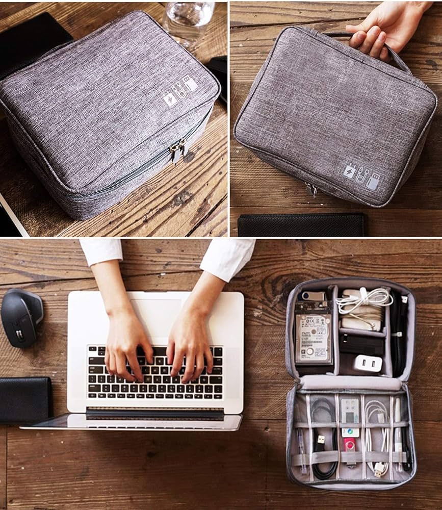 Title: Universal Electronics Organizer Travel Case - Portable Cable, Charger, aur Gadget Storage Bag (Multi-Color Options)