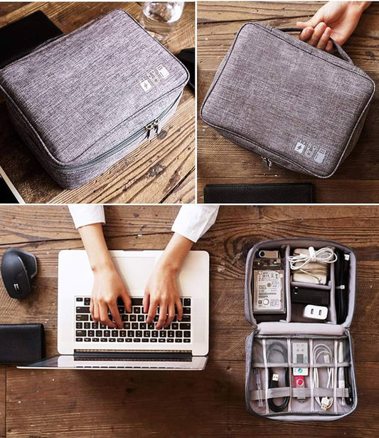 Title: Universal Electronics Organizer Travel Case - Portable Cable, Charger, aur Gadget Storage Bag (Multi-Color Options)
