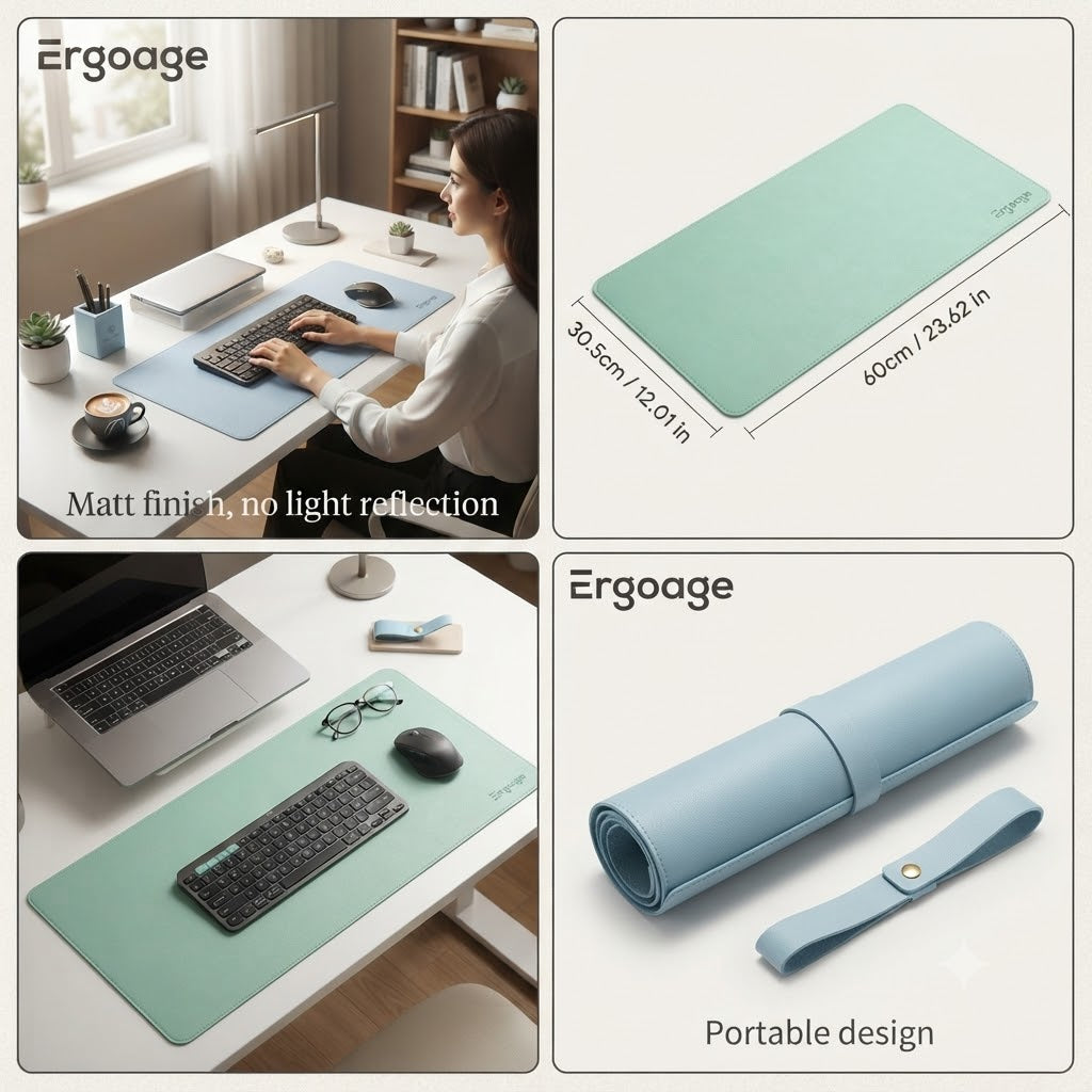 Large Waterproof PU Leather Desk Mat & Mouse Pad