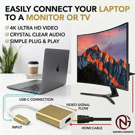 Type-C to HDMI Adapter 4K Ultra HD Converter Cable for Mobile, Laptop & MacBook