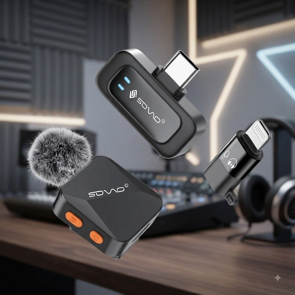 SOVO SWM-555 VOLO Wireless Lavalier Microphone | Type-C & Lightning Mic for Vlogging & TikTok