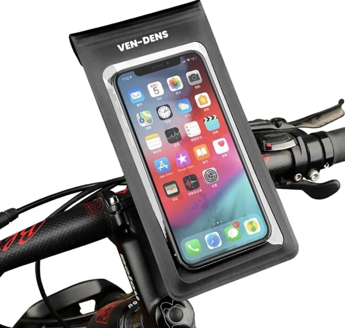 VEN-DENS Universal Waterproof Bike Phone Holder – 360° Rotation Touch Screen Mobile Mount for Cycles & Motorcycles
