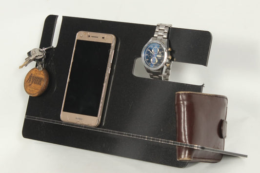 Phone Docking Station Hooks Key Holder Pen Holder Wallet Stand Watch Organizer Men Gift Husband Anniversary Birthday Nightstand Purse Father Graduation Male Travel Idea Gadgets For Table