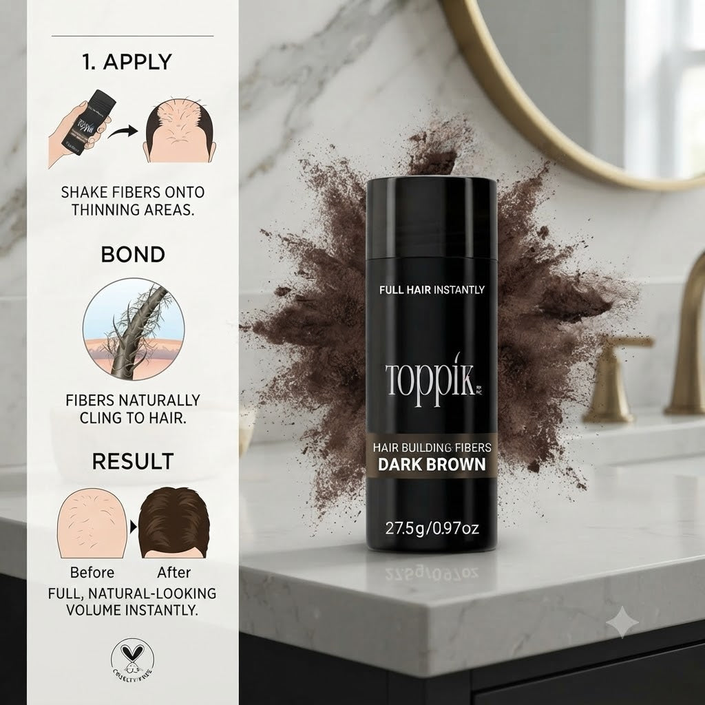 Toppik Hair Building Fibers 27.5g - Instant Hair Thickening & Volumizing Solution - Dark Brown