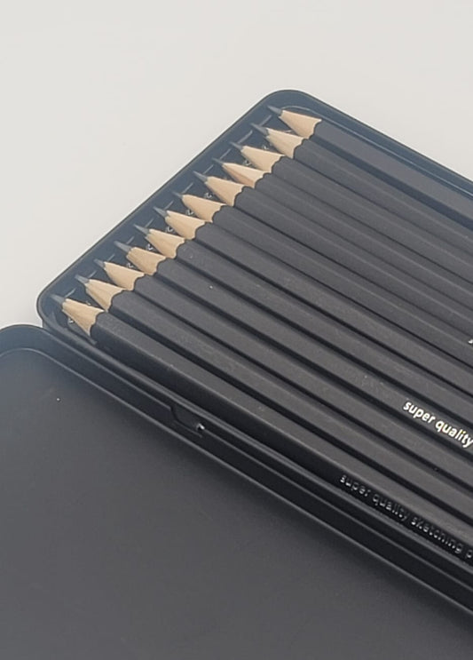 Professional Sketch and Drawing pencils set，Art Pencil 12-Count(8B-2H) Drawing/Sketching Pencil Set of 12 in Metal Box