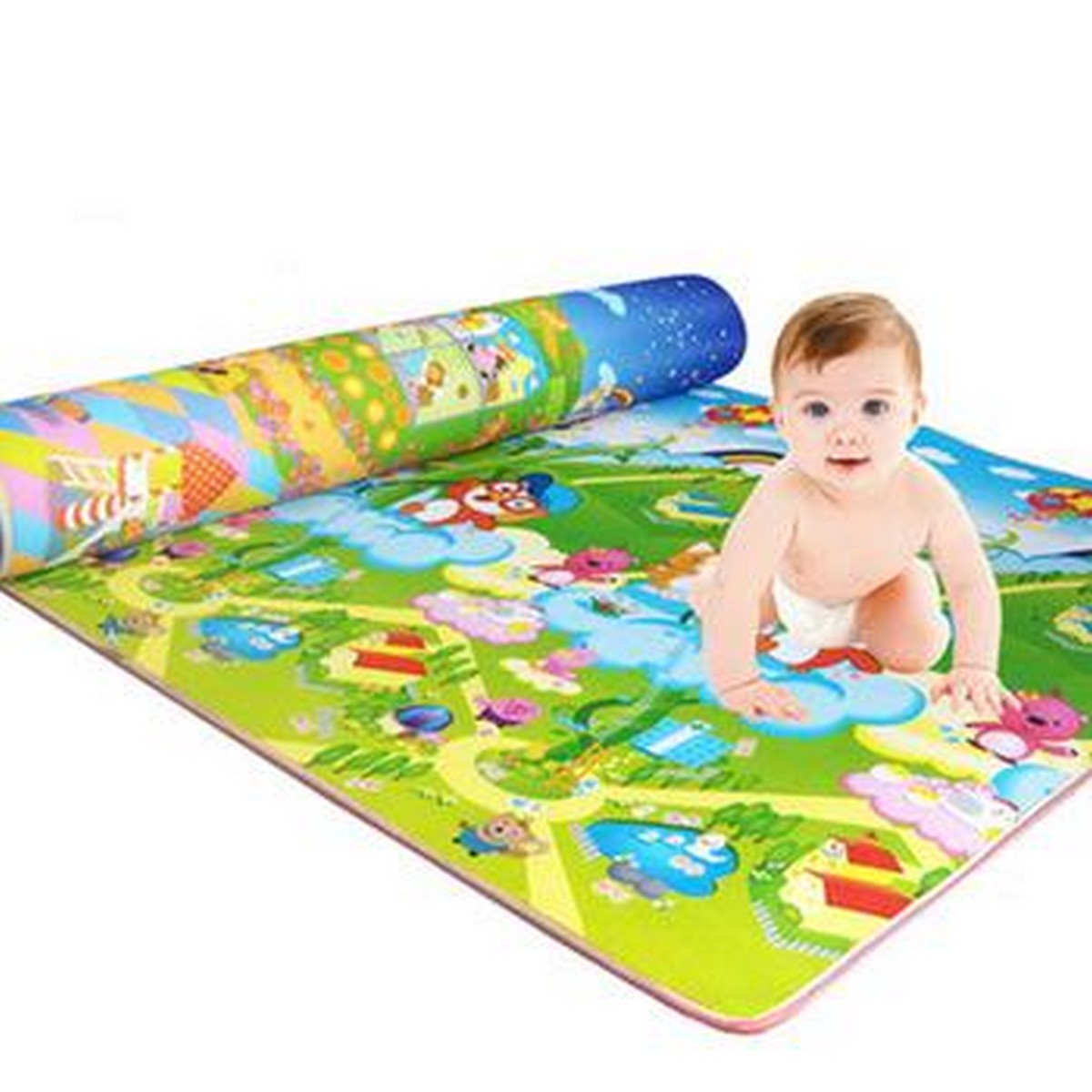 Premium Waterproof Baby Crawling Mat - Foldable & Non-Toxic Play Mat for Kids (Double Sided)