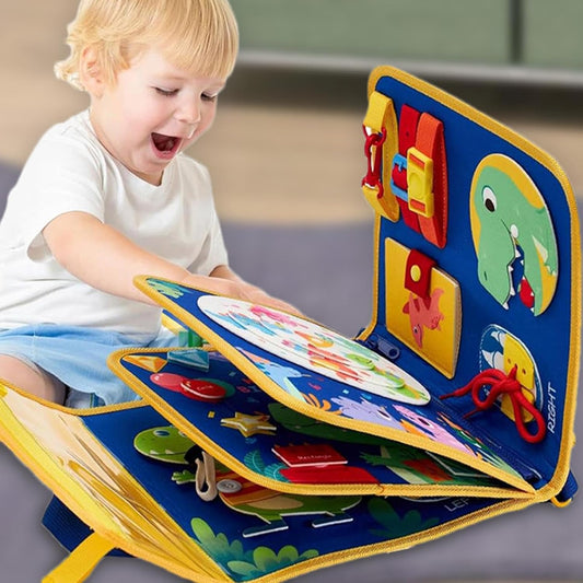 Sensory Board Book Travel | Basic Life Skills Boards,Easy Learning Dress Learning Boards, Preschool Educational Activities, Dressing Boards for Car Or Airplane Travel