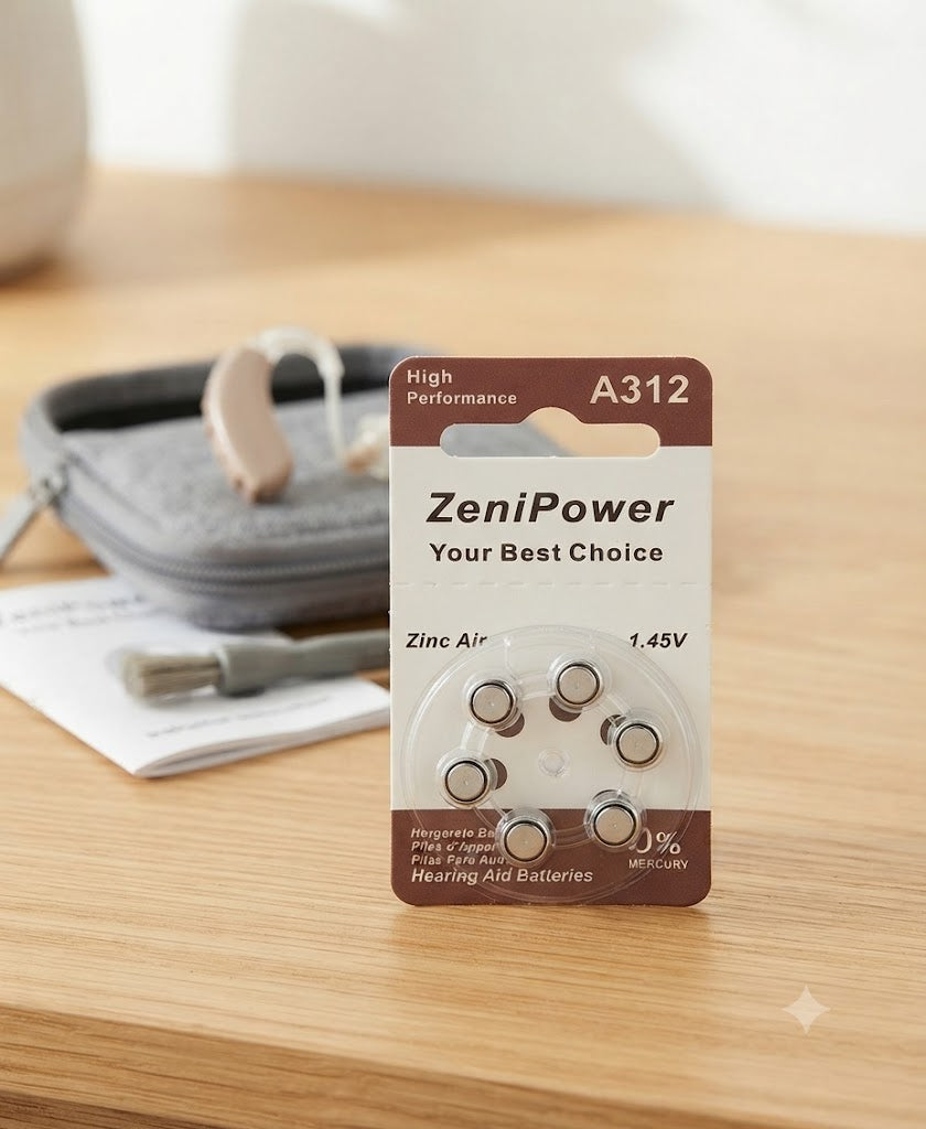 ZeniPower A312 Hearing Aid Batteries 1.45V High Performance Zinc Air Battery