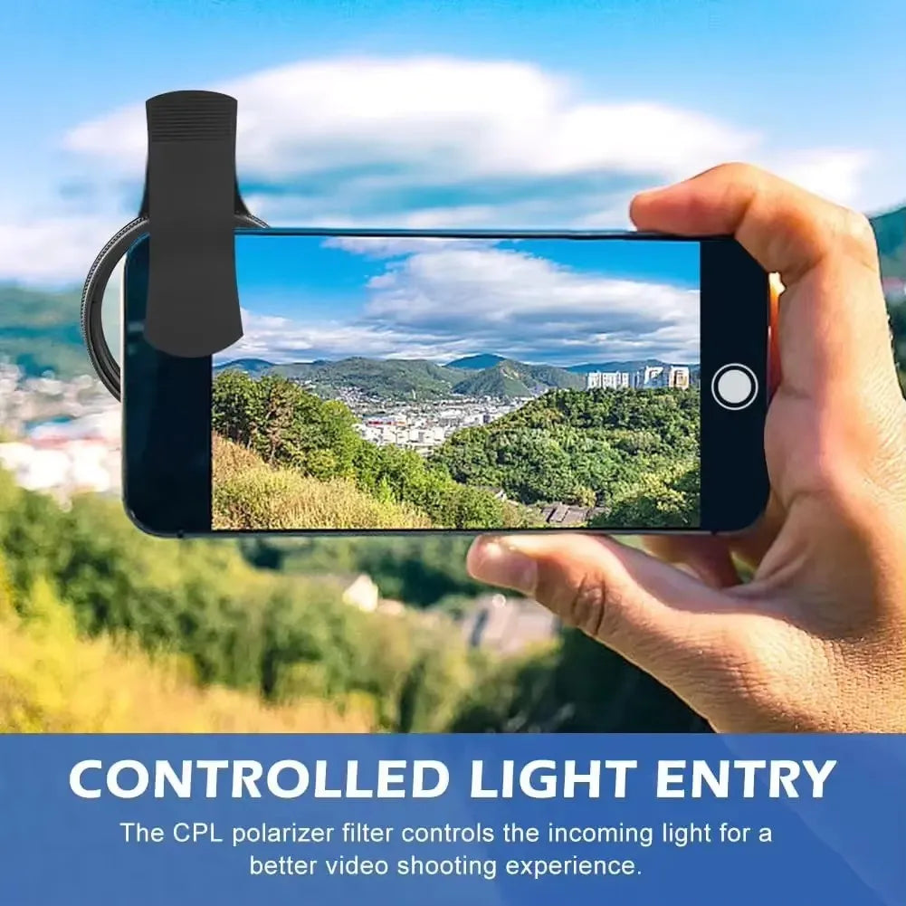 Single-Axis Rotatable Mirror Ring CPL Filter Lens for Smartphone