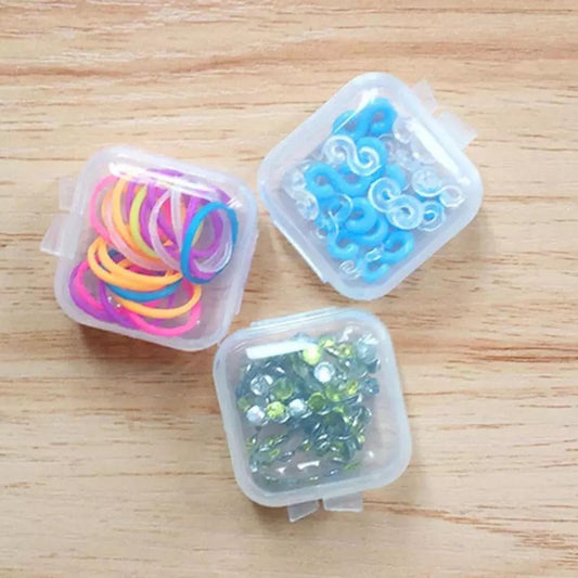 Mini Portable Plastic Transparent Square Jewelry Storage Case Container with Lid for Beads Jewlery and Cards