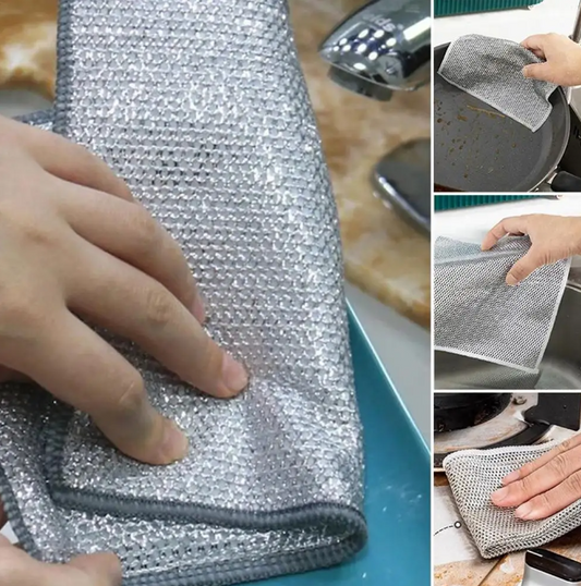 Steel Wire Cloth, Double-sided Mesh Dishwashing Cloth, Non Greasy, Easy to Clean, Household Brush Pot, Strong and Wear-resistant