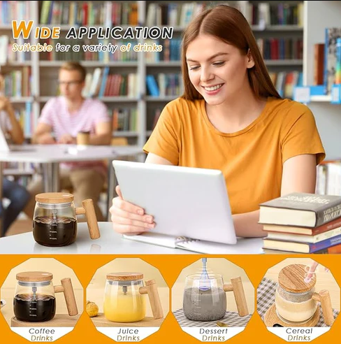 Self Stirring Coffee Cup Portable Mixing Cup 400ml Electric Mixer Mug Coffee Tea Milk Cocoa Self Stirring Coffee Mug Glass