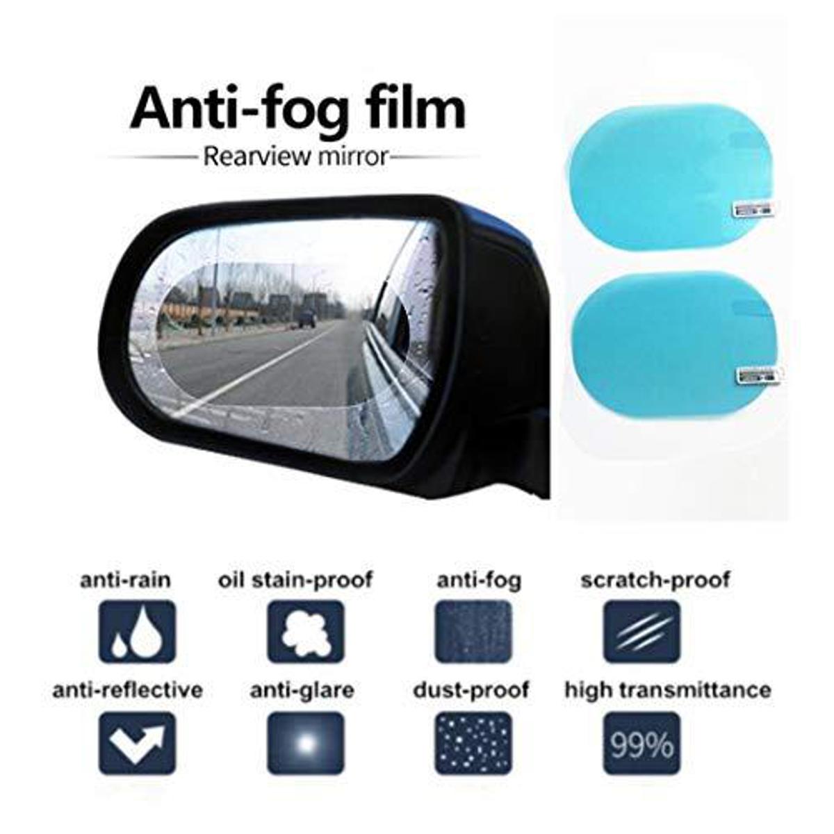 2 Pack Oval Car Rearview Mirror Protective Film Waterproof Rainproof Clear Protective Film
