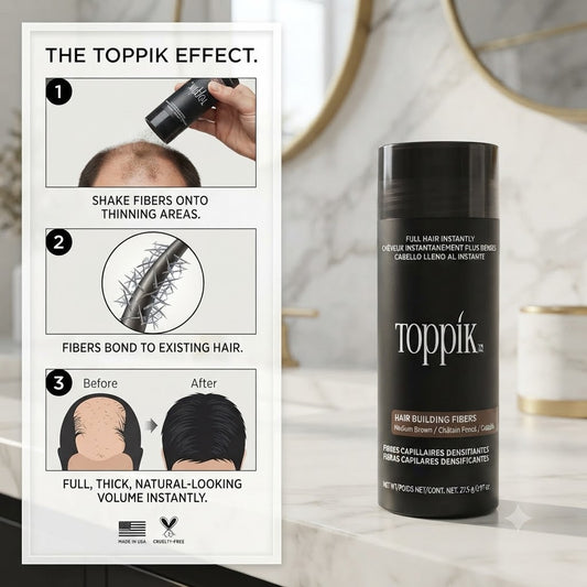 Toppik Hair Building Fibers 27.5g - Instant Hair Thickening & Volumizing Solution - Medium Brown
