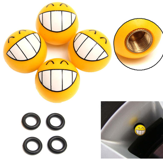 4Pcs Smile Face Car Bike Motorcycle Tire Wheel Caps Dust Covers