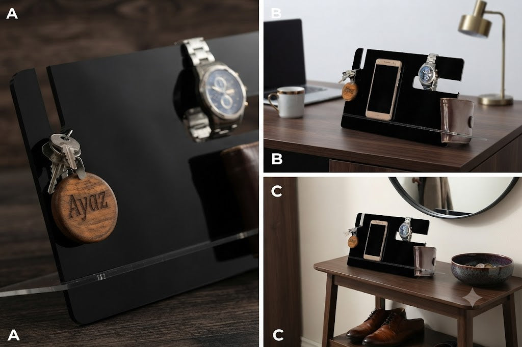Premium Metal Desk Organizer & Phone Stand - Personalized Office Table Accessory