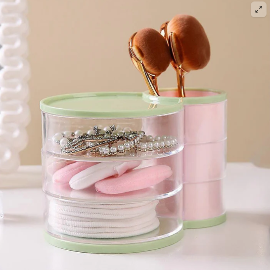 3 Layer Rotatable Jewellery Cosmetic Makeup Organizer with Brush Holder