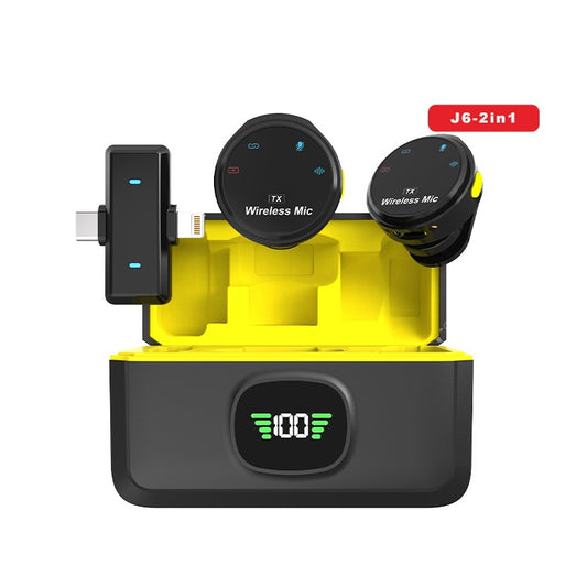 Alfa J6-2IN1 Wireless Microphone - Professional Dual Mic System with Charging Case & Noise Cancellation