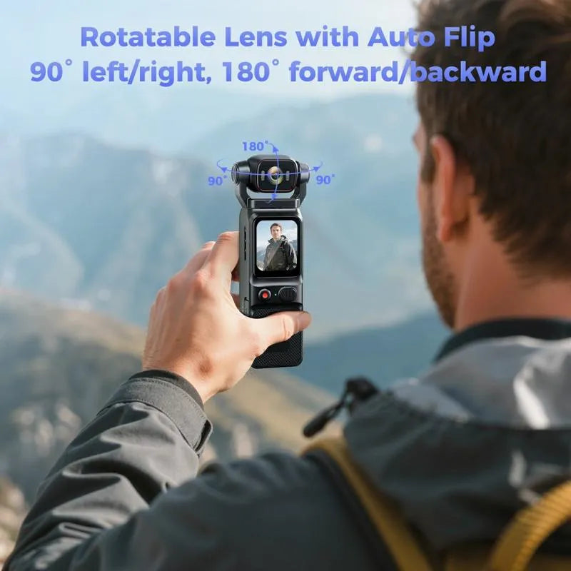 L18 4K Ultra HD Pocket Action Camera | 180° Rotatable Gimbal Lens for Vlogging