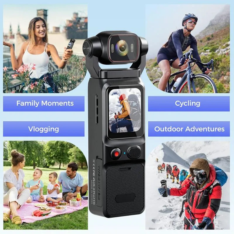 L18 4K Ultra HD Pocket Action Camera | 180° Rotatable Gimbal Lens for Vlogging
