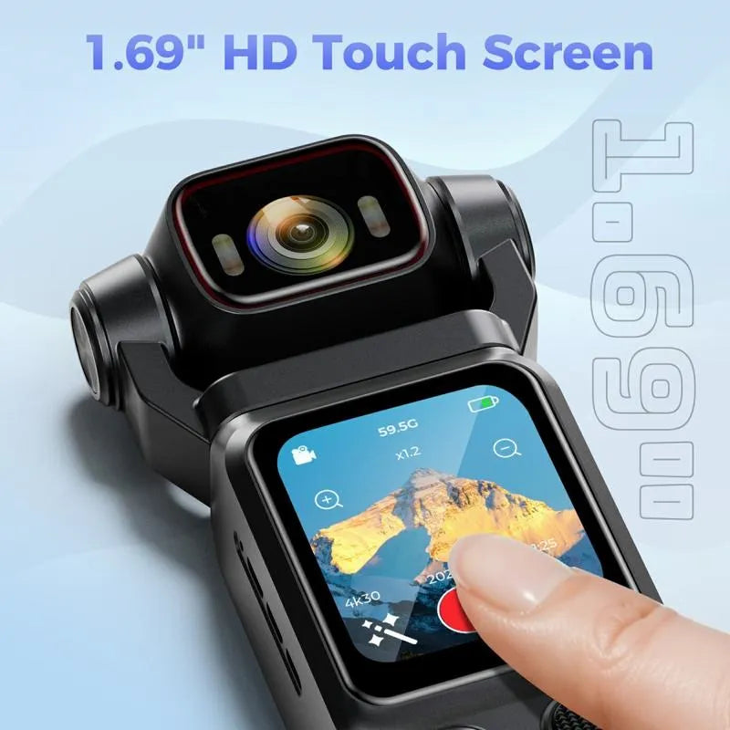 L18 4K Ultra HD Pocket Action Camera | 180° Rotatable Gimbal Lens for Vlogging