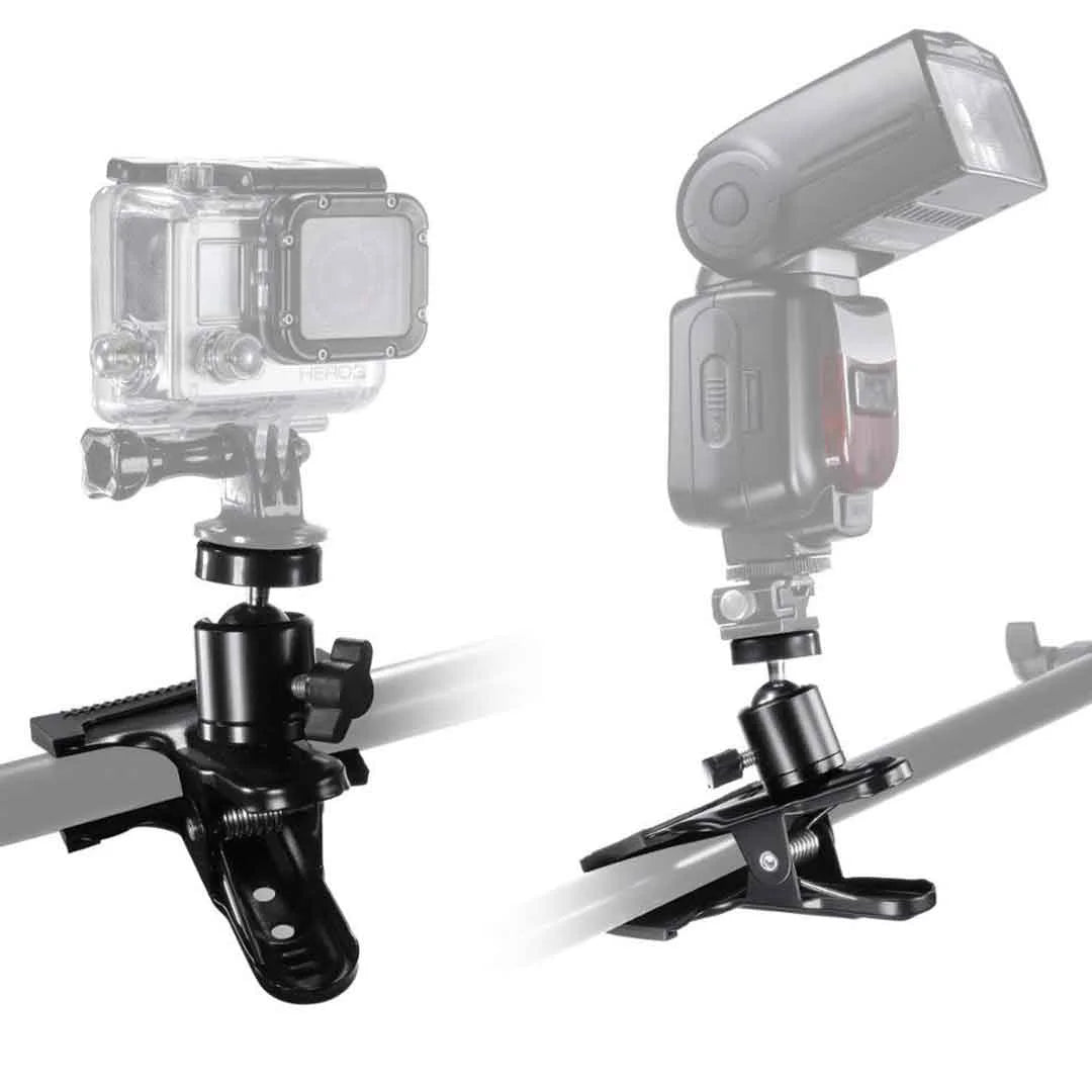Metal Desk Clip Clamp Mount with 360° Ball Head – 1/4" Screw for Cameras, Lights & Phones