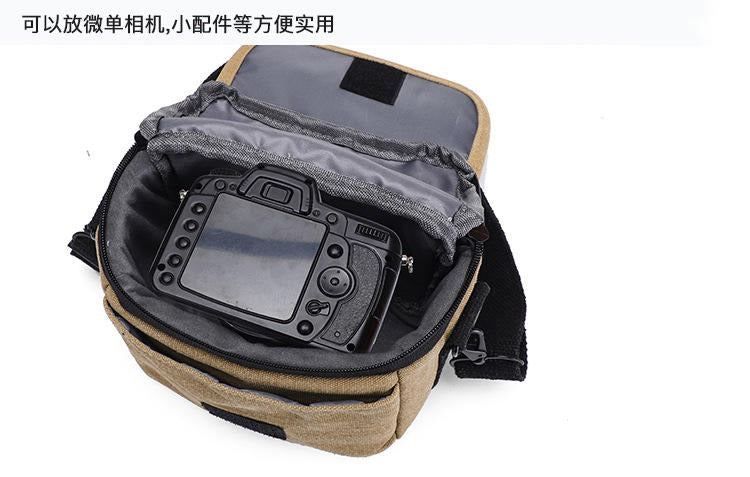 Waterproof Mini Canvas Mirrorless Camera Bag DSLR Shoulder & Crossbody Bag