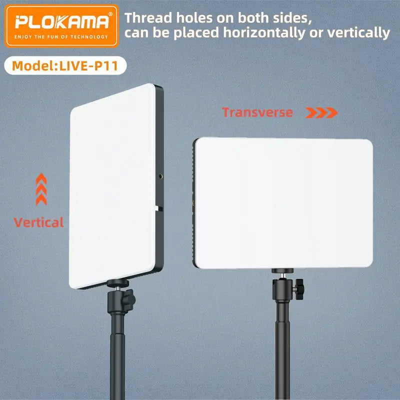 PLOKAMA Professional LED Fill Light Panel (Model: LIVE-P11) with Remote Control | Dimmable Studio Lighting for YouTube, Live Streaming, Photography & Makeup Tutorials
